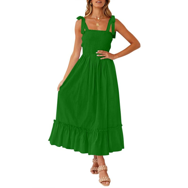 ZESICA Women'S 2024 Summer Boho Spaghetti Strap Dresses Square Neck Solid Color Ruffle a Line Beach Long Maxi Dress Musthaves Trendtok Febrero Valentines2024 Tiktokshopvalentinesday Diadesanvalentin Blackhistorymonth Januarydump Pinkaesthetic