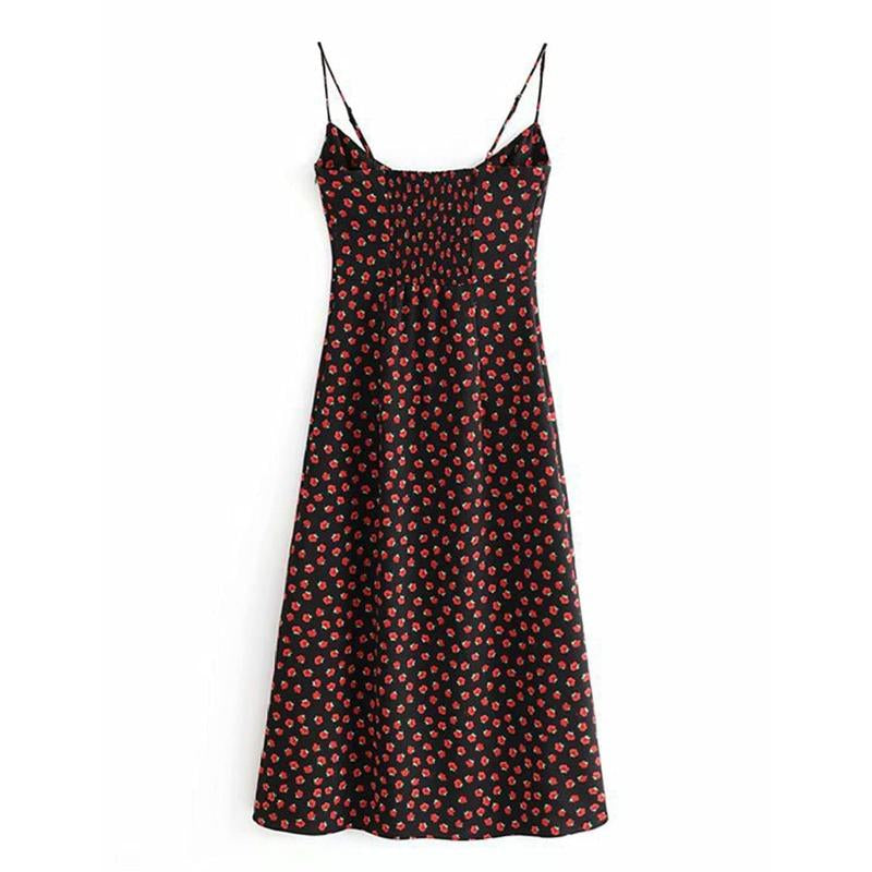 Tanming Womens Floral Dress Low-Cut Square Neck Spaghetti Strap Tie Bodycorn 90S Y2K Sun Dresses