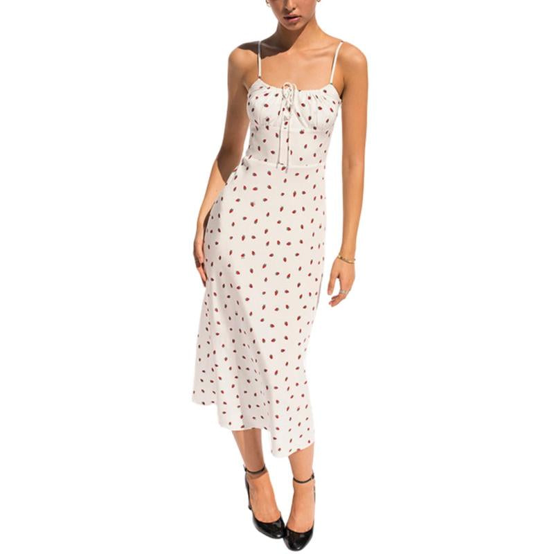 Tanming Womens Floral Dress Low-Cut Square Neck Spaghetti Strap Tie Bodycorn 90S Y2K Sun Dresses