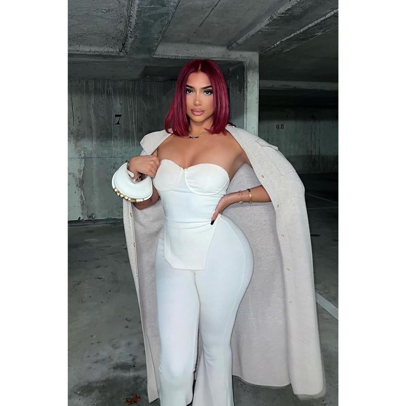 Call My Name Ribbed Pant Set - off White