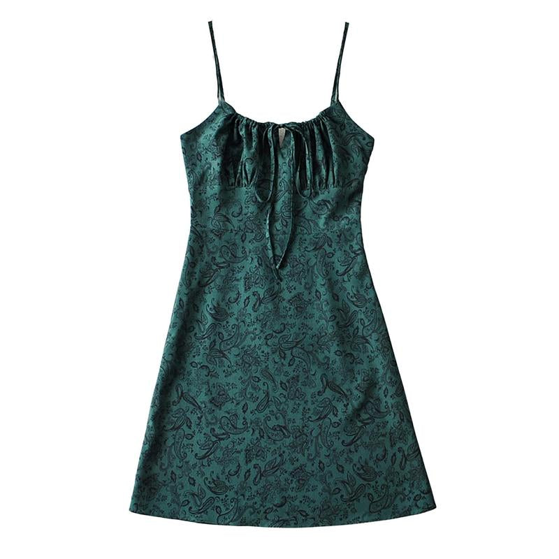 Tanming Womens Floral Dress Low-Cut Square Neck Spaghetti Strap Tie Bodycorn 90S Y2K Sun Dresses