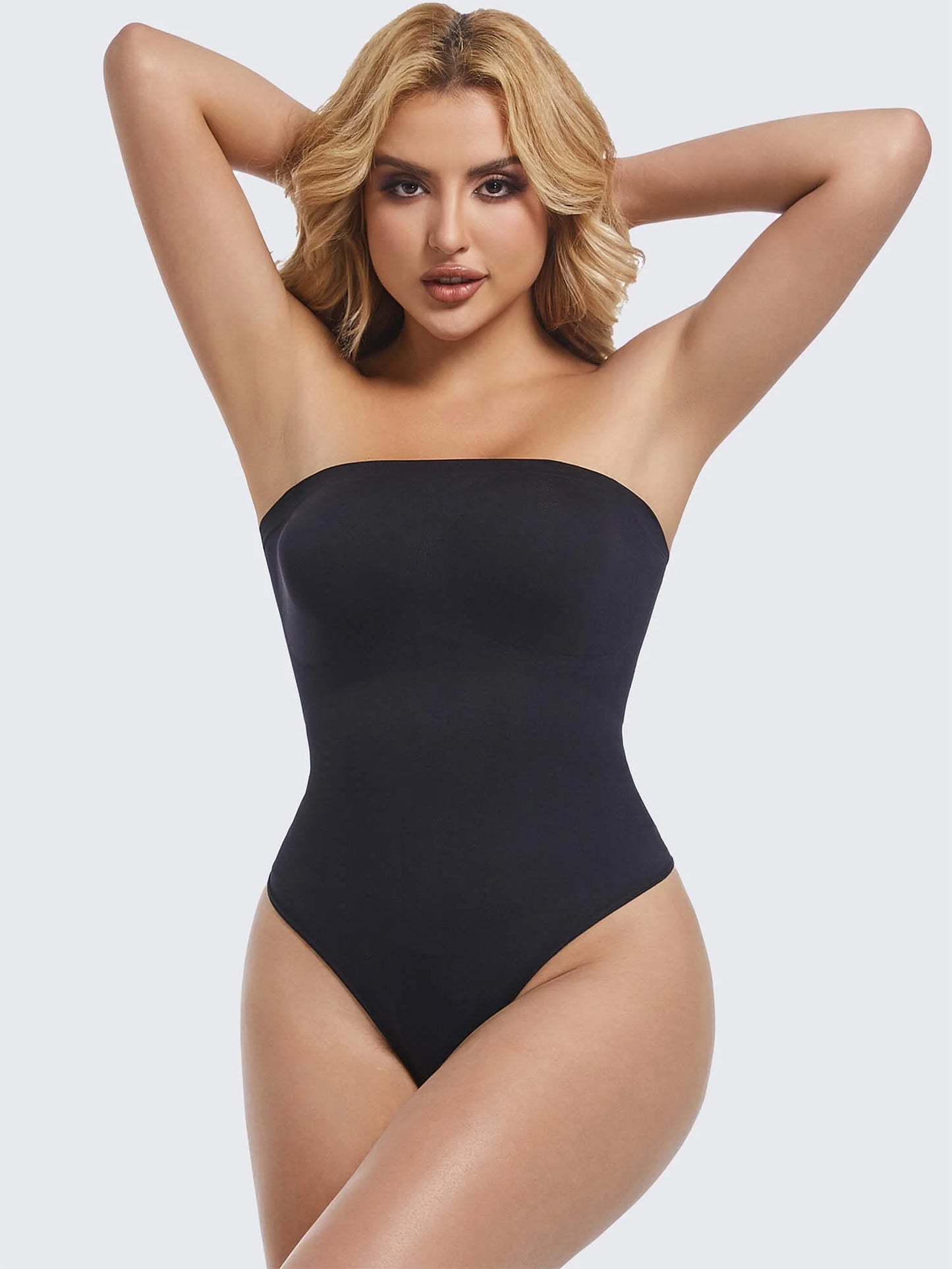 Strapless Thong Bodysuit for Women Tummy Control Shapewear Seamless Body Shaper with Removable Straps