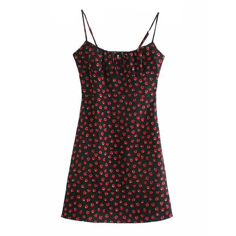 Tanming Womens Floral Dress Low-Cut Square Neck Spaghetti Strap Tie Bodycorn 90S Y2K Sun Dresses