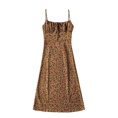 Tanming Womens Floral Dress Low-Cut Square Neck Spaghetti Strap Tie Bodycorn 90S Y2K Sun Dresses