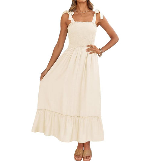 ZESICA Women'S 2024 Summer Boho Spaghetti Strap Dresses Square Neck Solid Color Ruffle a Line Beach Long Maxi Dress Musthaves Trendtok Febrero Valentines2024 Tiktokshopvalentinesday Diadesanvalentin Blackhistorymonth Januarydump Pinkaesthetic